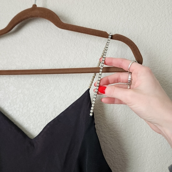 DAVE & JOHNNY x VINTAGE 90s prom dress black gem straps 11/12 - Picture 10 of 13